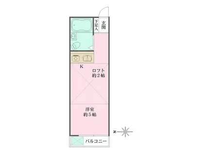 ハイツ武蔵野台(ワンルーム/2階)の間取り写真