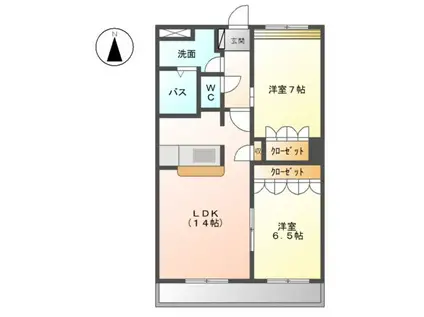 OCEAN VIEW(2LDK/2階)の間取り写真