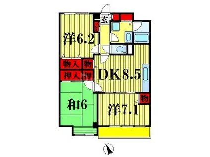 パインツリーコート(3DK/3階)の間取り写真