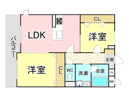 KIRA YAESU(2LDK/3階)の間取り写真