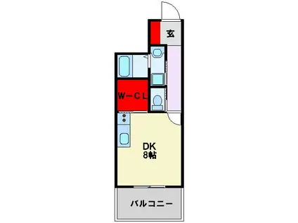 ザ・サンパークシティ黒崎(ワンルーム/1階)の間取り写真