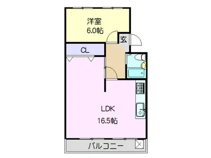 メゾン蓮花(1LDK/1階)の間取り写真
