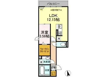 名鉄名古屋本線 加納駅(岐阜) 徒歩9分 3階建 築5年(1LDK/3階)の間取り写真