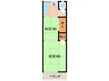 大内荘(2K/2階)の間取り写真