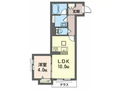 シャーメゾン リュエル八戸ノ里(1LDK/1階)の間取り写真