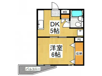 竹丘パークハイム(1DK/2階)の間取り写真