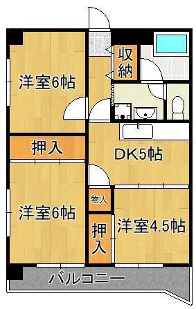 第二熊谷ビル(3DK/9階)の間取り写真