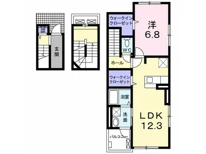 サンリット松葉(1LDK/3階)の間取り写真