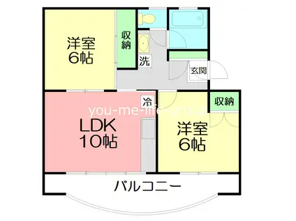アメニティー桜川(2LDK/1階)の間取り写真