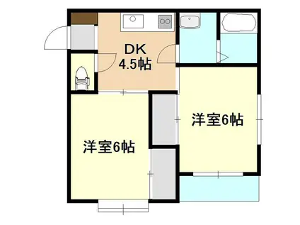 ハイツKURA C棟(2DK/1階)の間取り写真