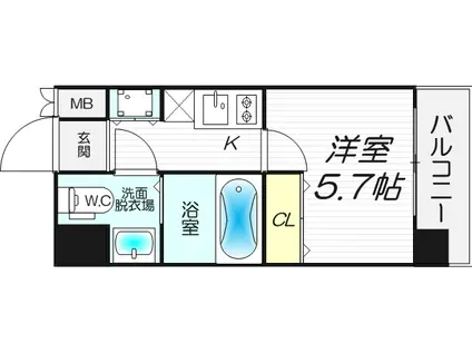 レオンコンフォート新梅田II(1K/2階)の間取り写真