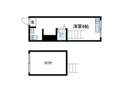 都営新宿線 篠崎駅 徒歩5分 2階建 築38年(1K/2階)の間取り写真