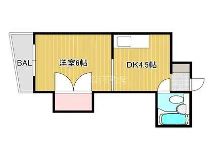 山崎マンション(1DK/地下階)の間取り写真