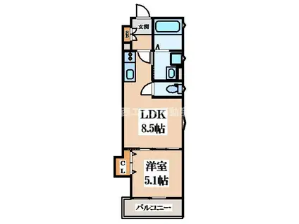 クリエオーレ菱江III(1LDK/3階)の間取り写真