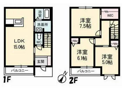 メゾン・ベルジュ(3LDK/1階)の間取り写真