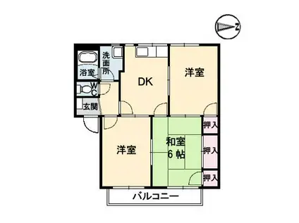ミニオンハイツA(3DK/1階)の間取り写真