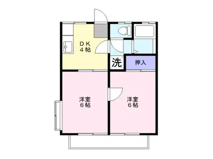 プリムヴェール益子(2K/2階)の間取り写真