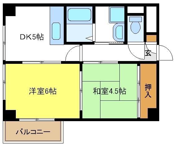 ロイヤルコート清水丘(2DK/2階)の間取り写真