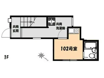 西新宿4丁目コーポラス(ワンルーム/1階)の間取り写真
