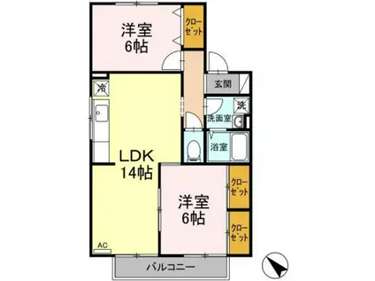 サニーハイツ橋本A棟(2LDK/2階)の間取り写真
