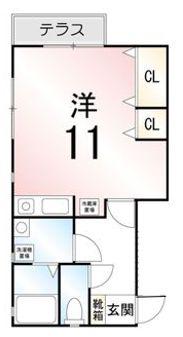 アムール伊興(ワンルーム/1階)の間取り写真