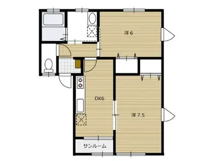 ネオヒルズA(2DK/1階)の間取り写真