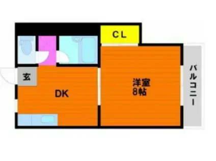 グリンベルIV(1DK/2階)の間取り写真