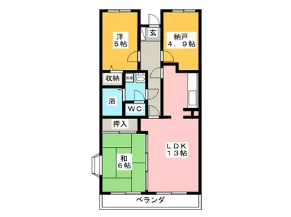 シャルム春日部(3LDK/1階)の間取り写真