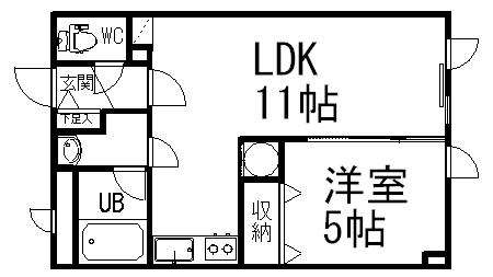 ラグ161W(1LDK/3階)の間取り写真