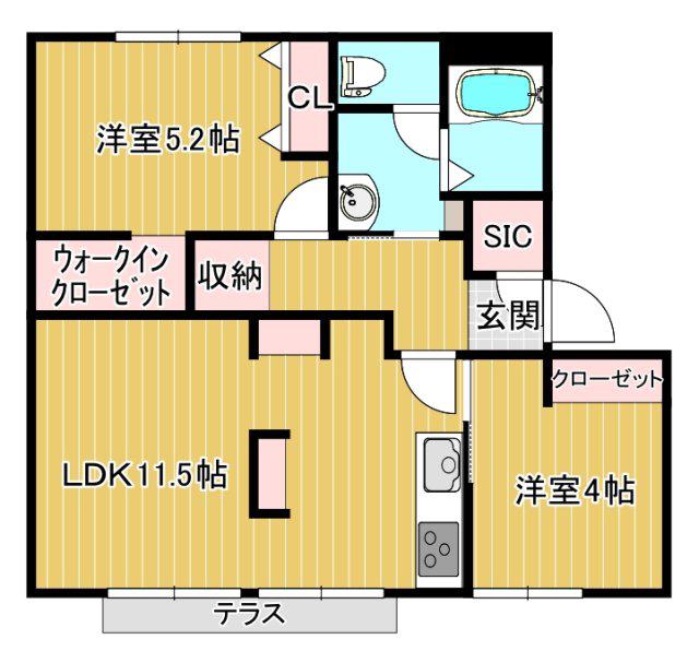 フローラルパレスA(2LDK/1階)の間取り写真