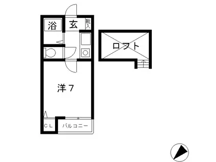ルミエール竹下(1K/2階)の間取り写真