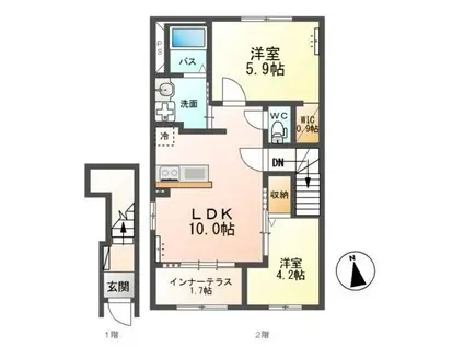 ファディール(2LDK/2階)の間取り写真
