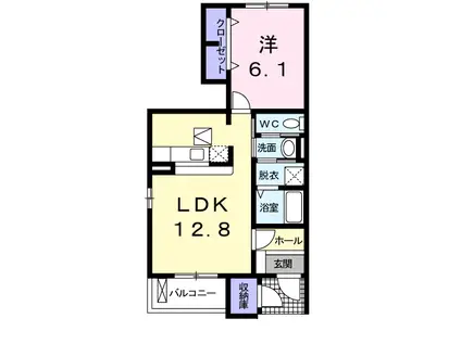 メリディオ サイトウB(1LDK/1階)の間取り写真