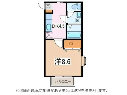 ハイツデュエット(1K/1階)の間取り写真