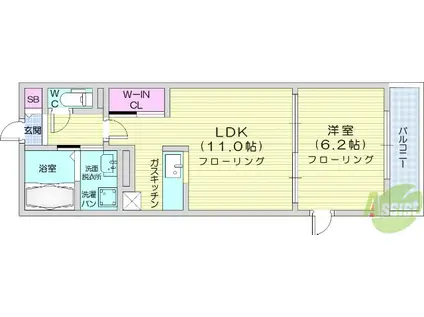 プロムナードⅣ(1LDK/2階)の間取り写真