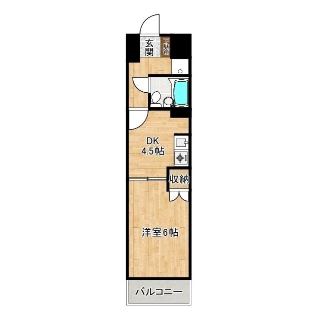 クリオ焼津壱番館(1DK/2階)の間取り写真