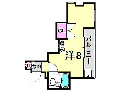 キューブ甲子園口(ワンルーム/3階)の間取り写真