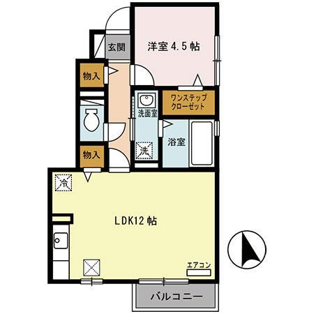 プランドール田寺東(1LDK/1階)の間取り写真