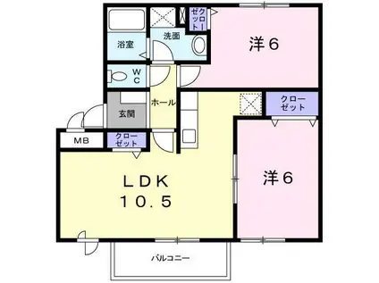 オーシャンロードタウンI(2LDK/1階)の間取り写真
