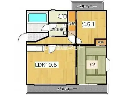 ソレアードII(2LDK/3階)の間取り写真