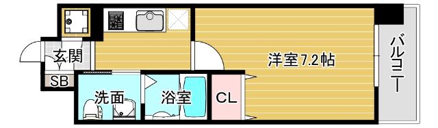 エスリード弁天町パークプレイス(1K/7階)の間取り写真