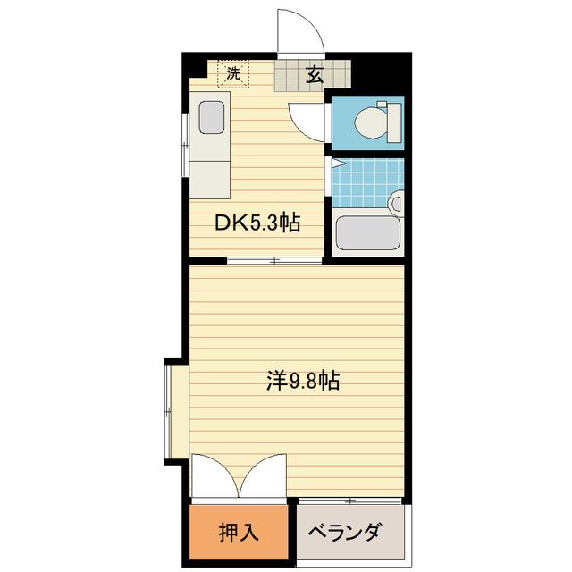 ミラクル(1DK/2階)の間取り写真