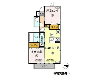 プレジール(2LDK/1階)の間取り写真