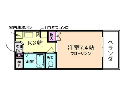 ノベラスコート蛍池(1K/3階)の間取り写真