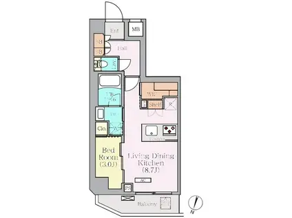 ARKMARK世田谷砧(1LDK/2階)の間取り写真