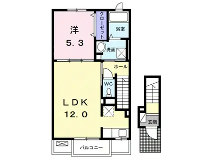 ミュリール(1LDK/2階)の間取り写真