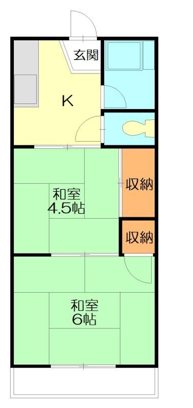 菊地荘(2K/2階)の間取り写真