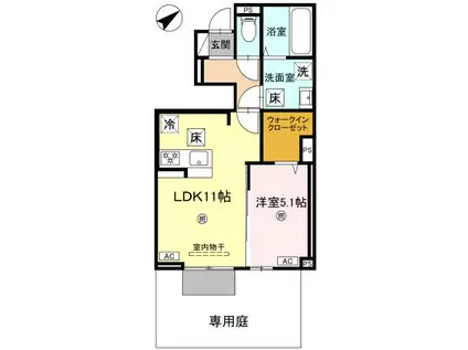 D-ROOM上滝野(1LDK/1階)の間取り写真