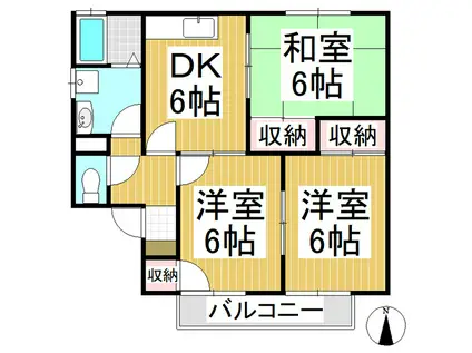 アミーゴやまぎし(3DK/1階)の間取り写真