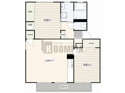 モントレーM A(2LDK/2階)の間取り写真